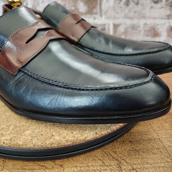 Donald J. Pliner Two Tone Penny Loafers mens Black/ Brown size 13 - Picture 4 of 16